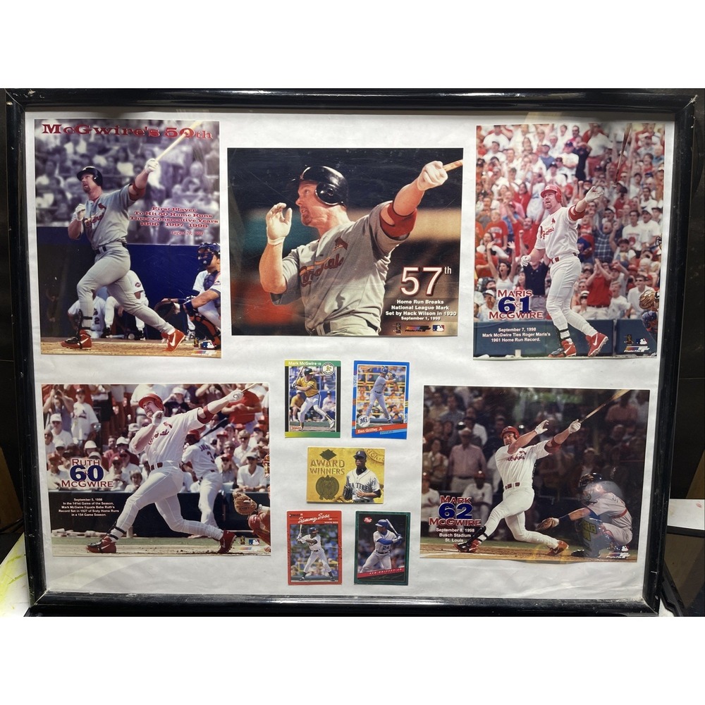 Vintage 1998 Baseball Memorabilia Framed Mark McGwire Home Run Chase Ken Griffey